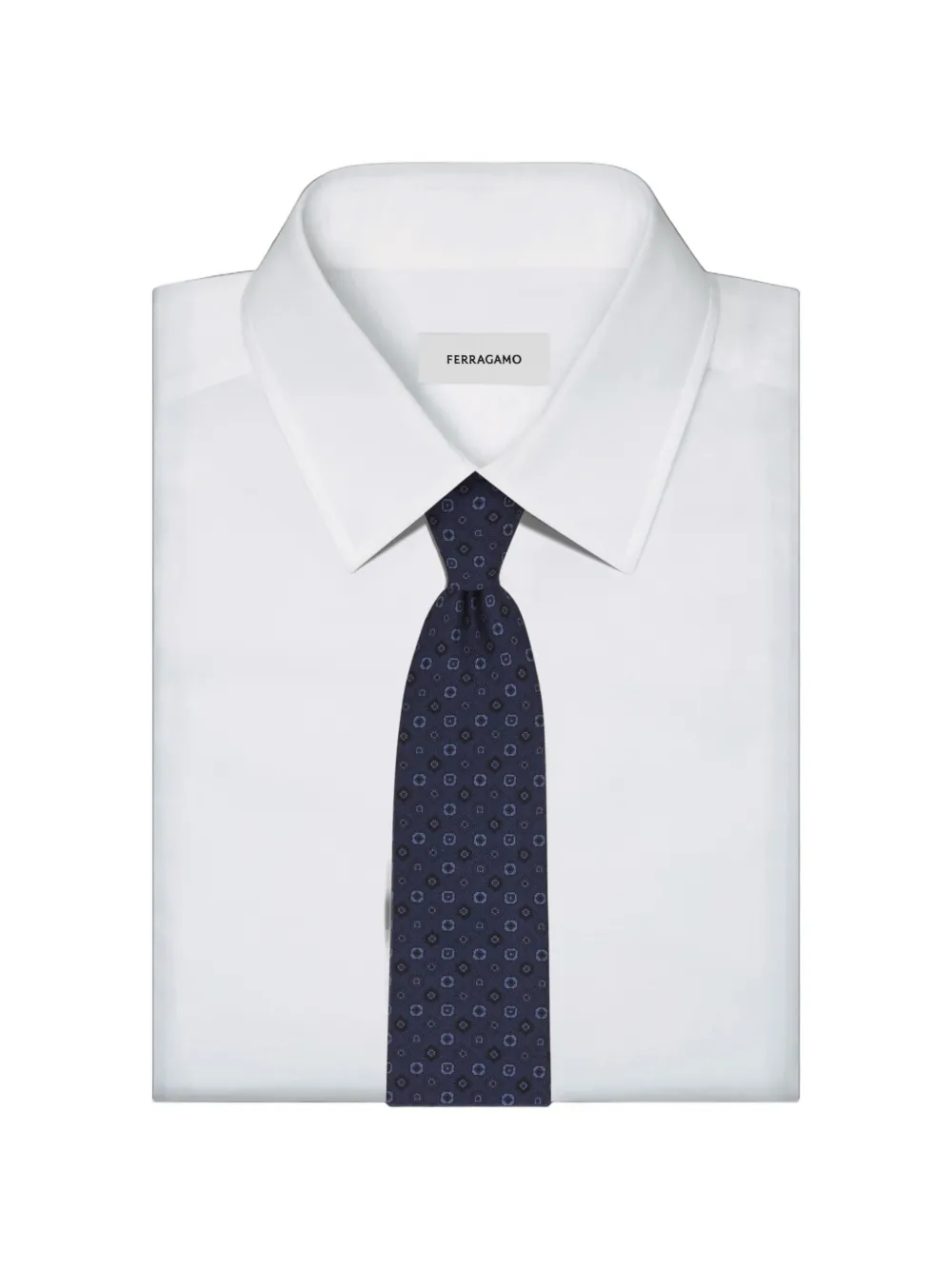 Ferragamo Zijden stropdas met micro-patroon Blauw