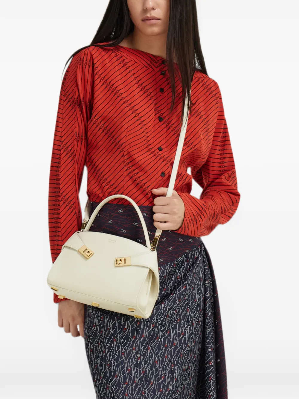 Ferragamo Hug Soft tweekleurige mini-handtas Beige