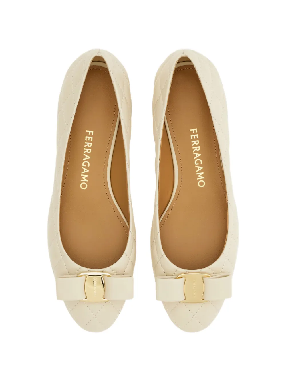 Ferragamo Quilted Varina ballet flat Beige