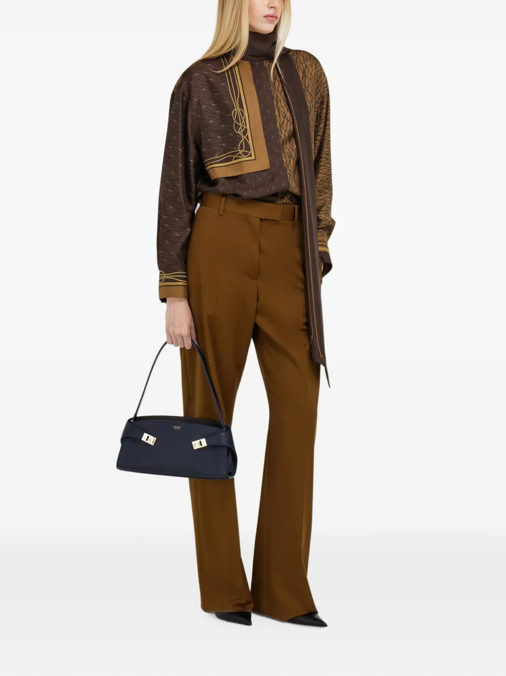 Ferragamo Hug East-West schoudertas Blauw