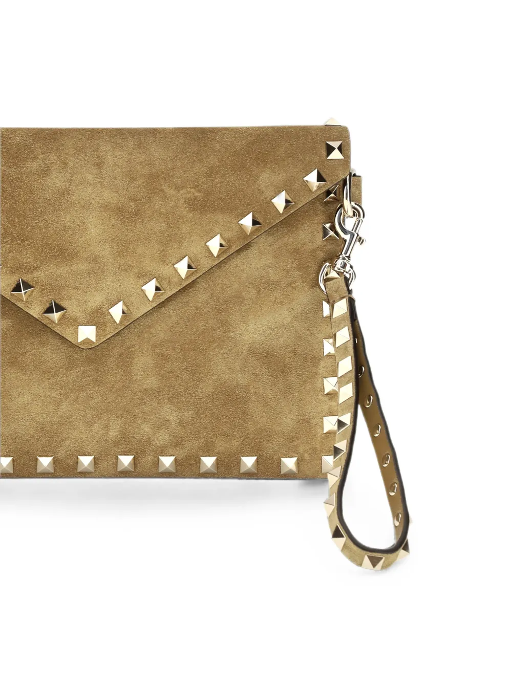 Valentino Garavani Medium Rockstud suède clutch Beige