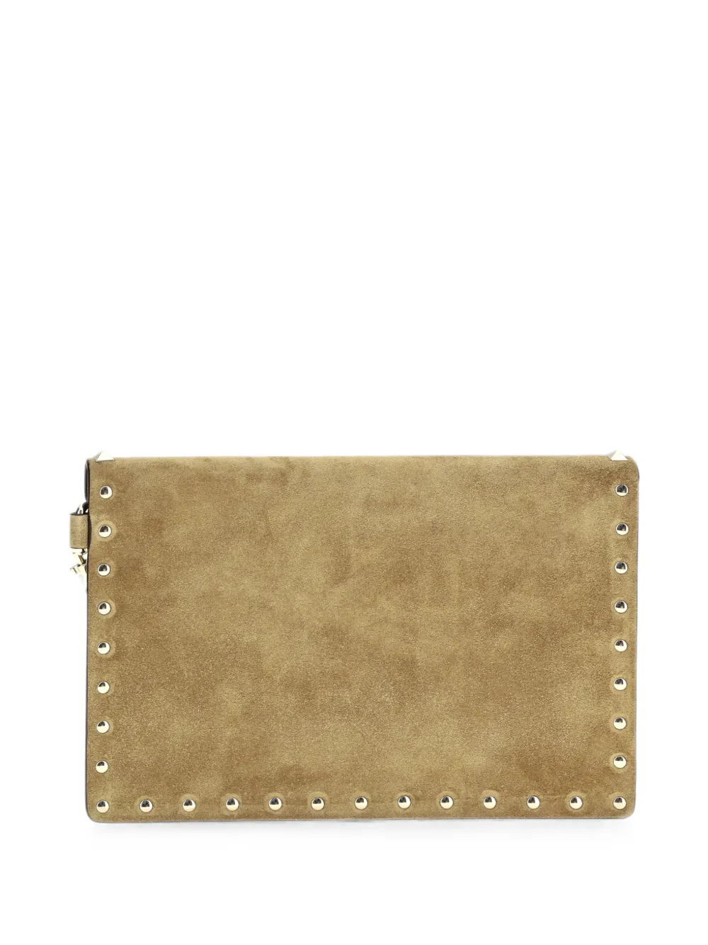 Valentino Garavani Medium Rockstud suède clutch Beige