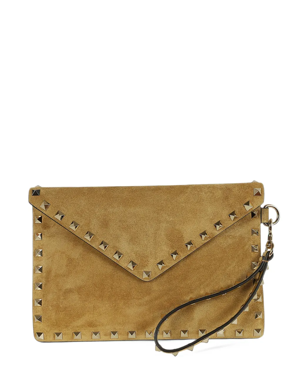 Valentino Garavani medium Rockstud suede clutch bag - Toni neutri