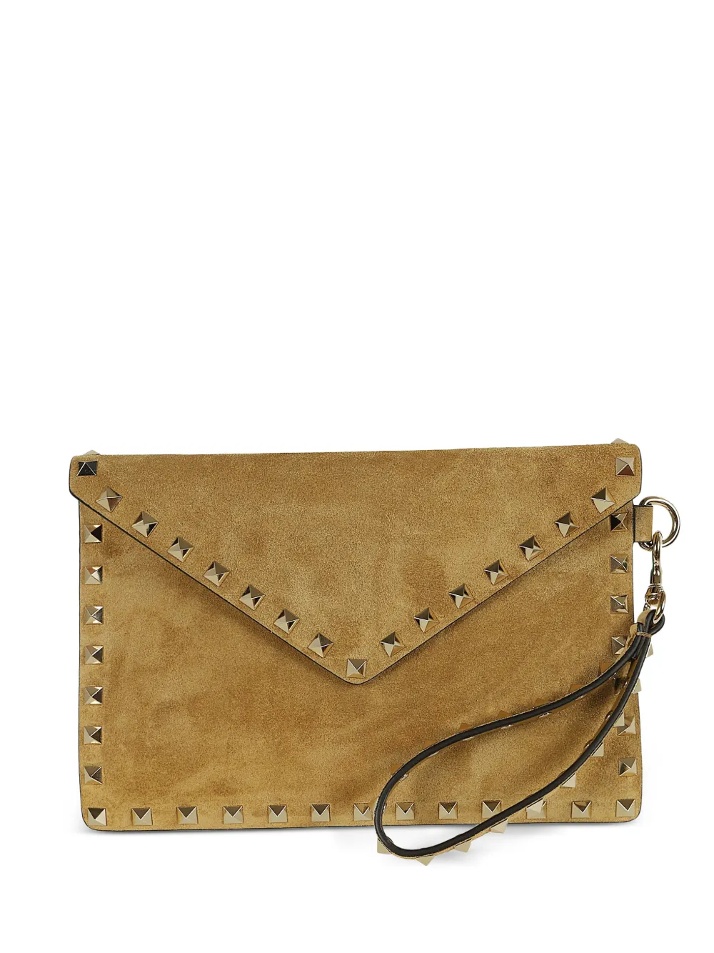 Valentino Garavani medium Rockstud suede clutch bag - Toni neutri