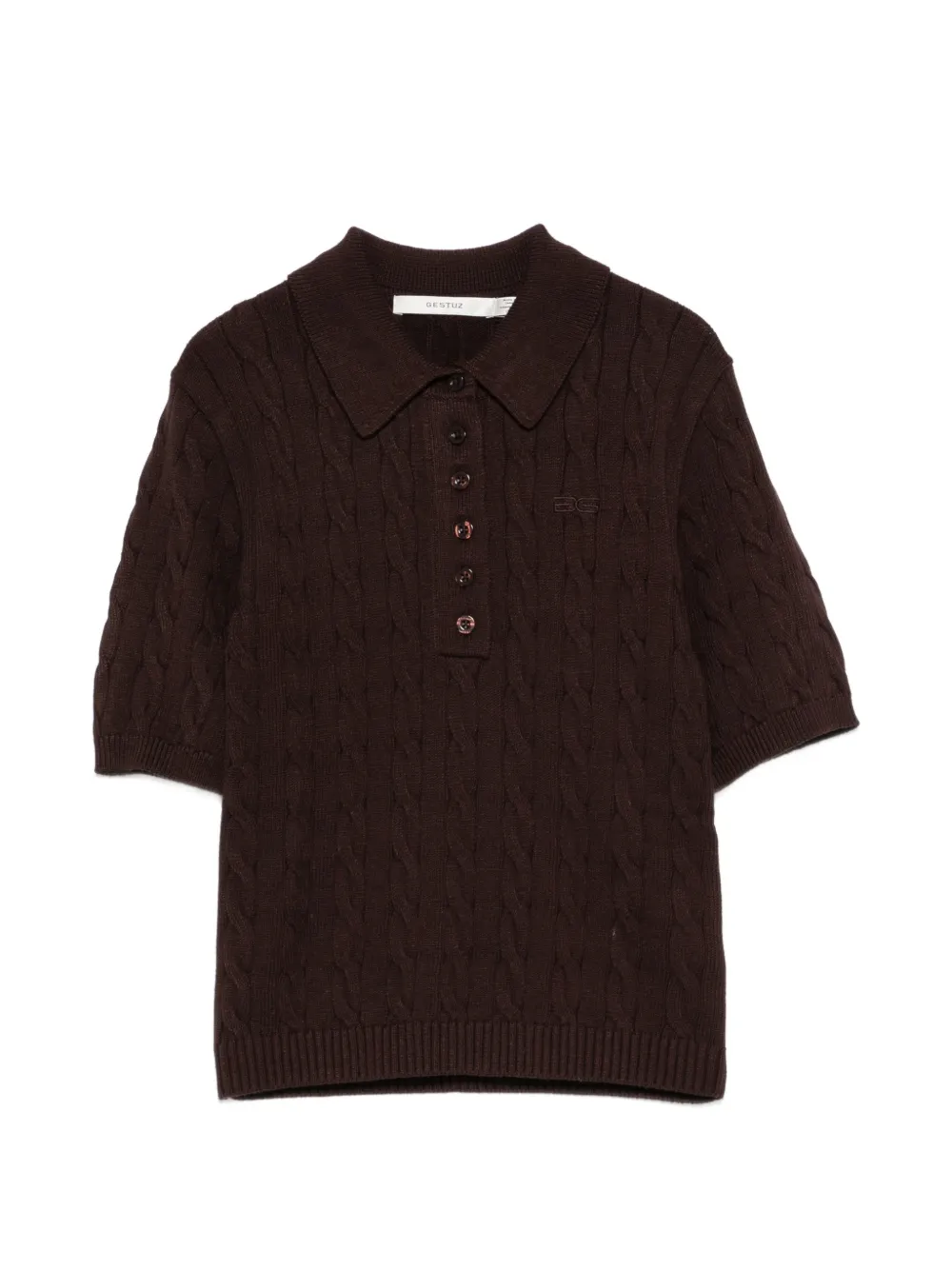 Gestuz GZthilla cable-knit polo top - Marrone