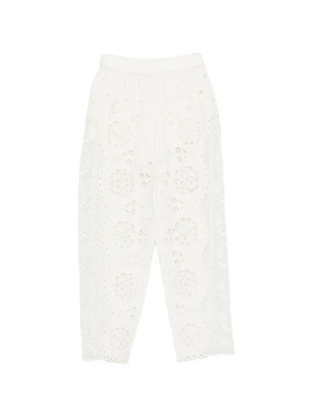 Sea Gardener broderie-anglaise panelled trousers - Bianco