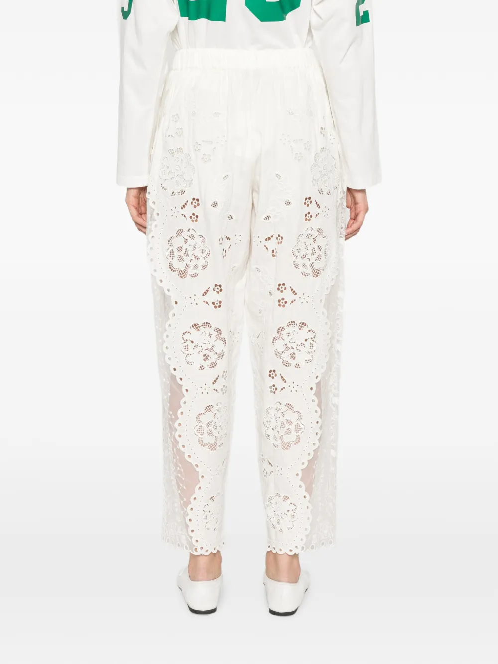 Sea Gardener broek met broderie anglaise vlakken Wit