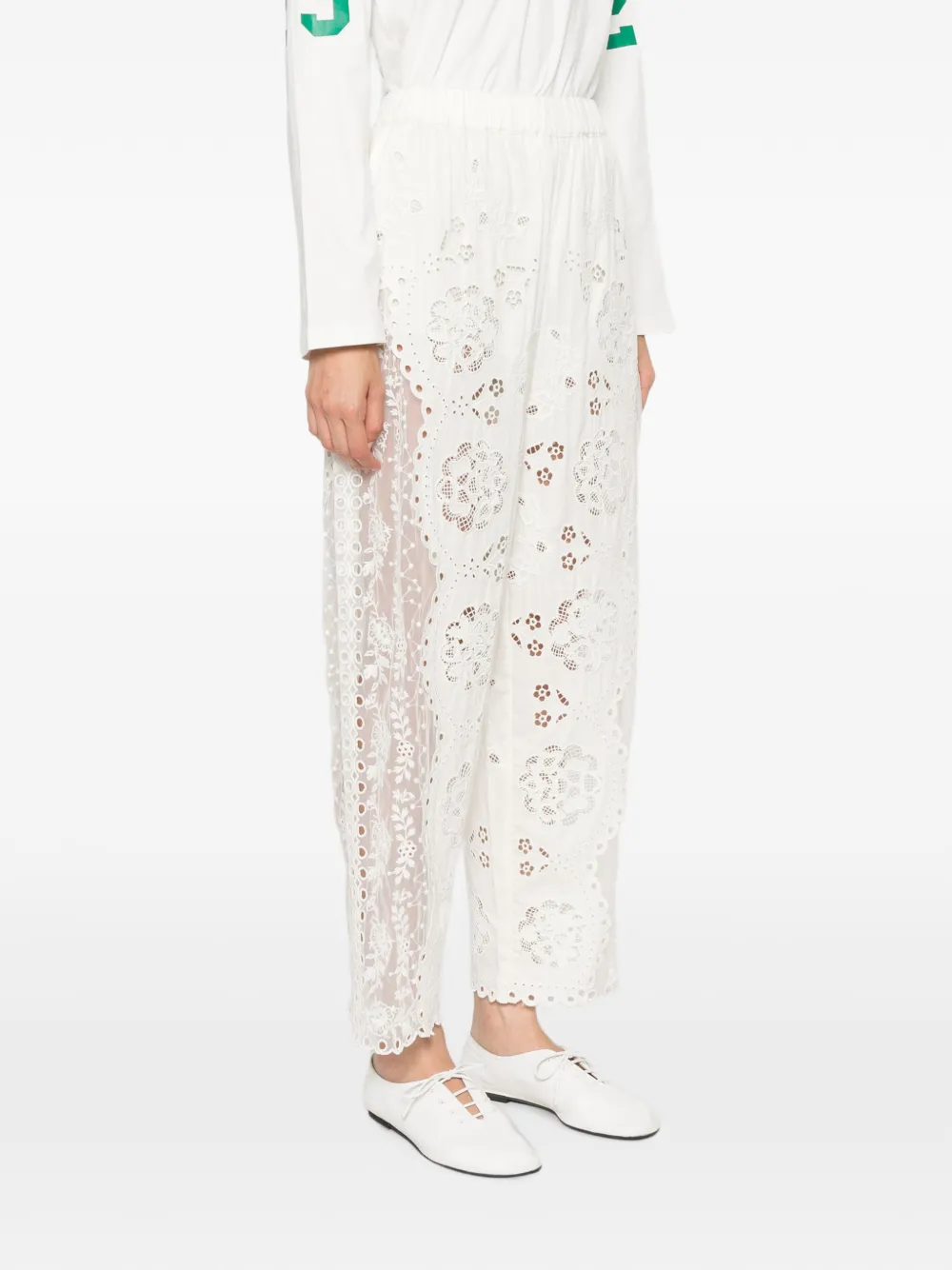 Sea Gardener broek met broderie anglaise vlakken Wit