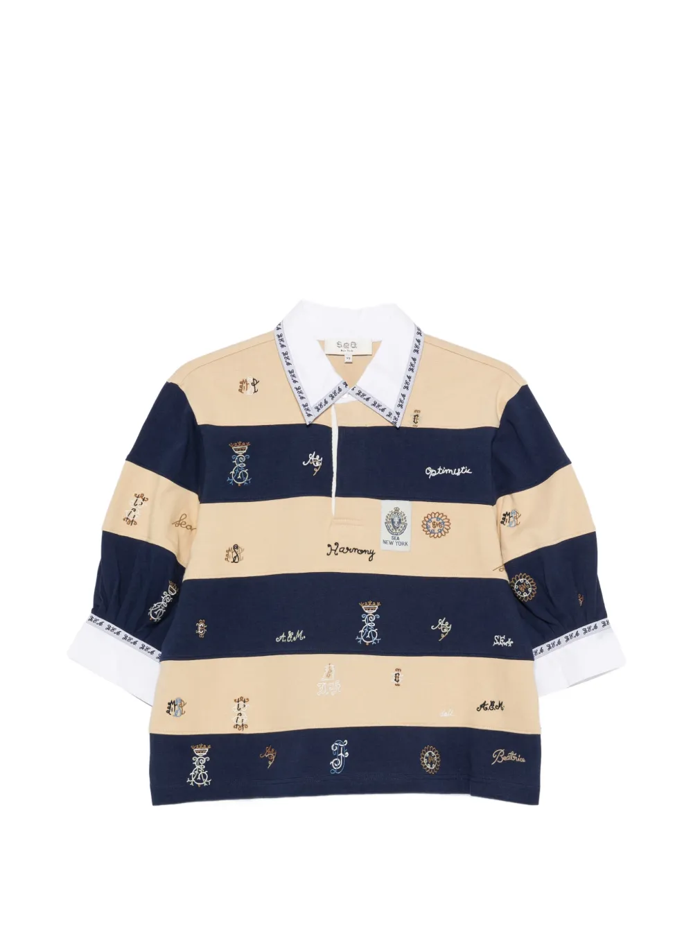 Sea Juliet embroidered striped polo shirt - Toni neutri