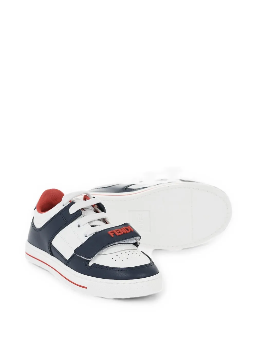 Fendi Kids embossed-logo leather sneakers Wit
