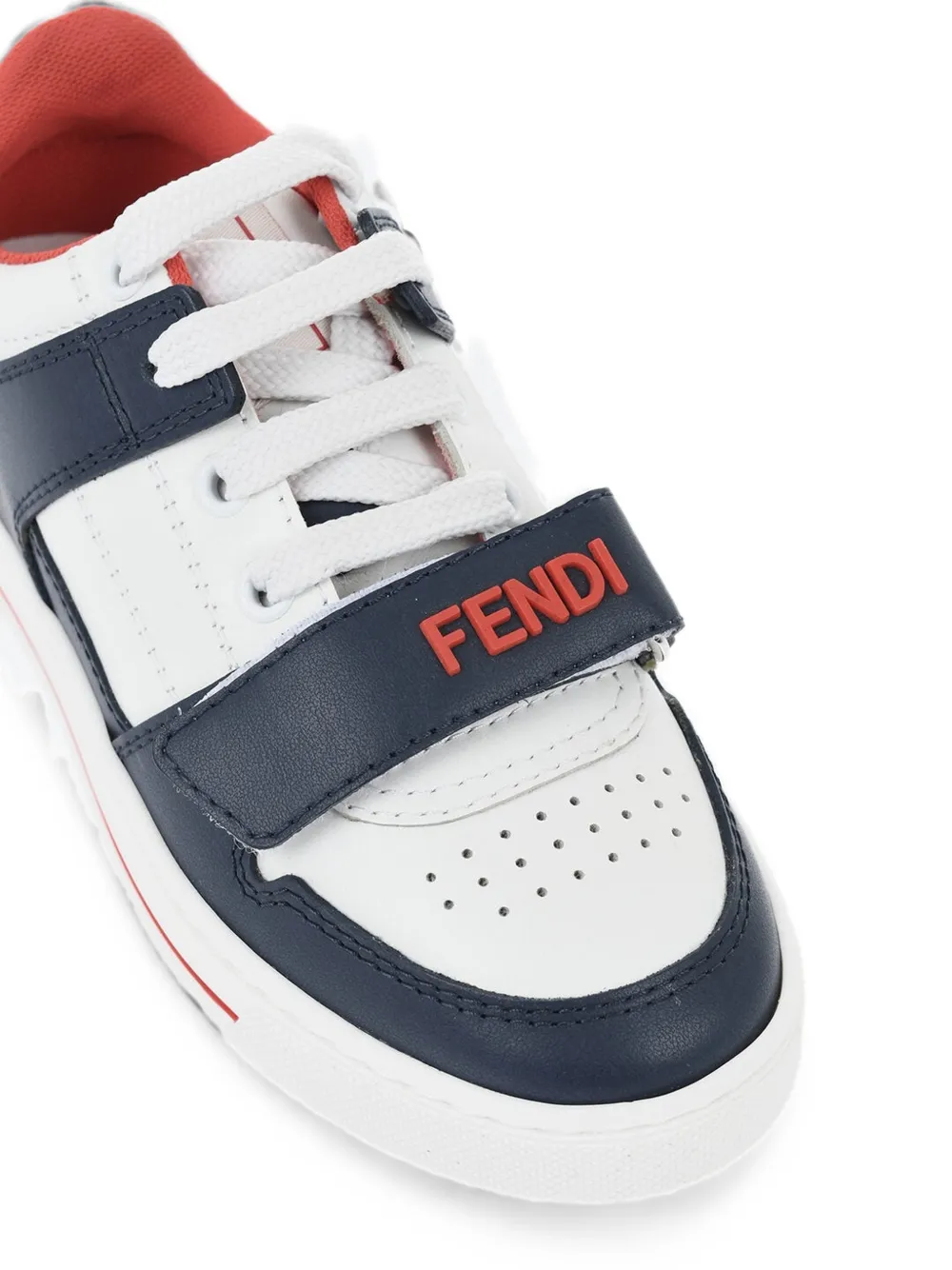 Fendi Kids embossed-logo leather sneakers Wit