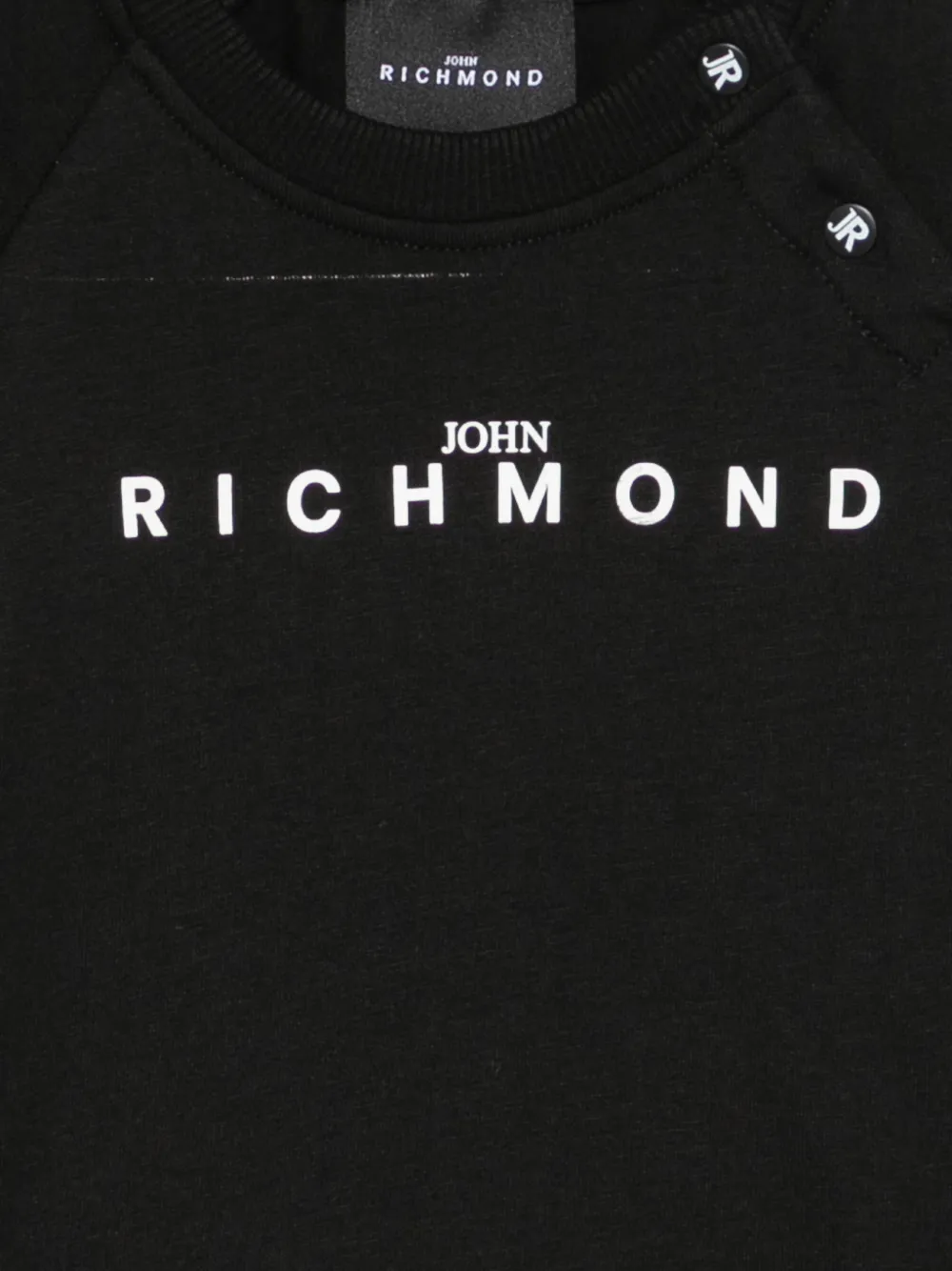 John Richmond Junior T-shirt met logoprint en knoop op de schouders Zwart