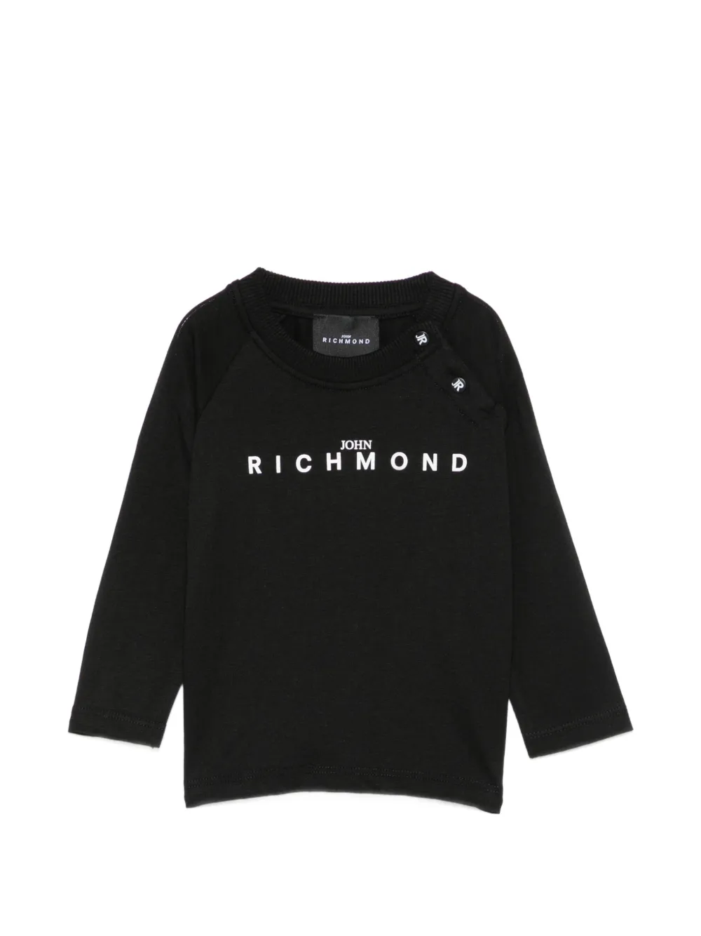 John Richmond Junior logo-print shoulder-button T-shirt - Nero