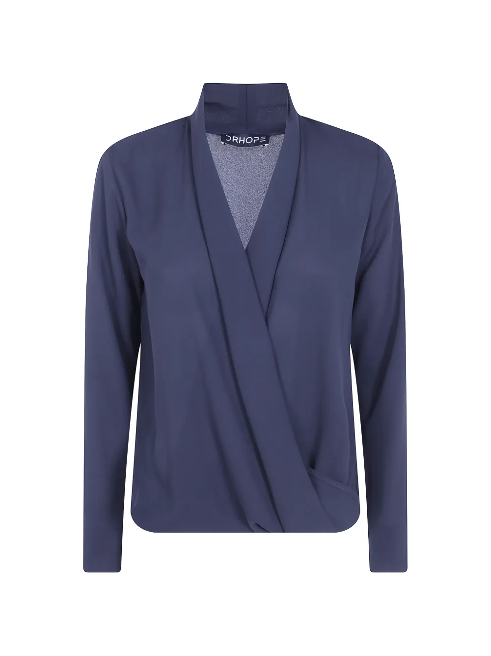 Drhope Wrap-style Long-sleeve Blouse In Blue