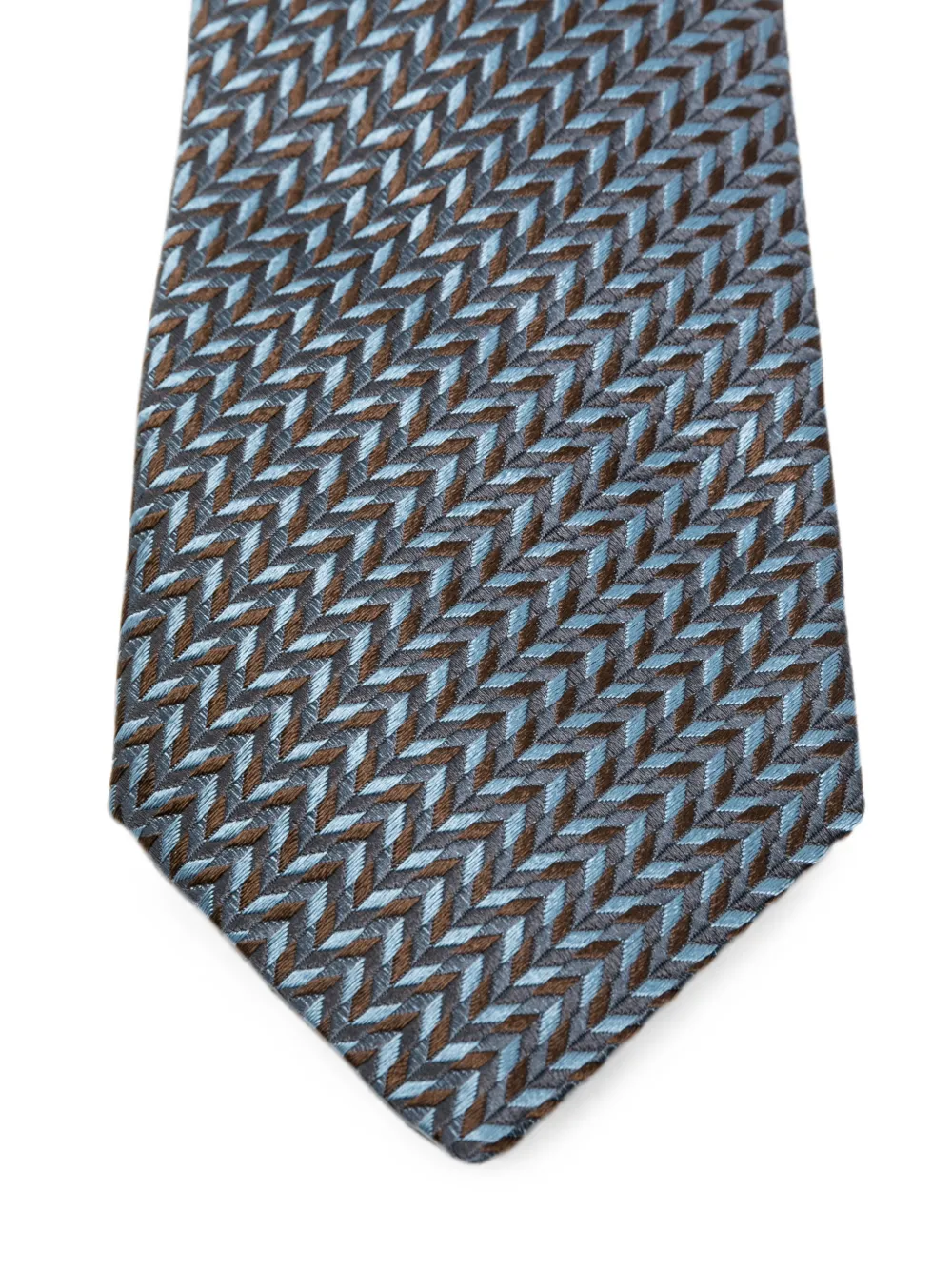 Giorgio Armani Zijden stropdas met chevron-patroon Blauw