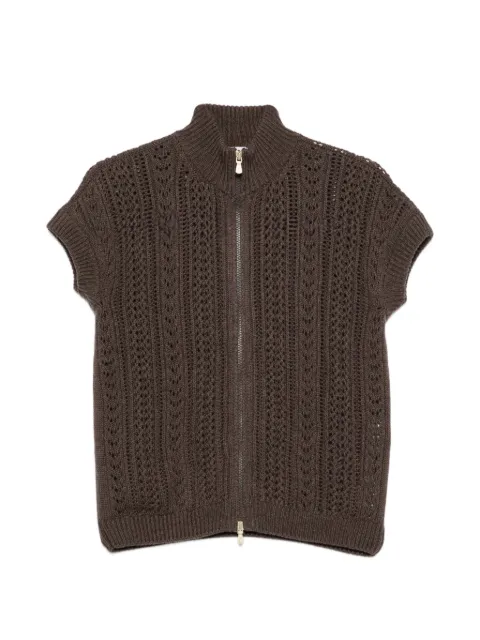 Eleventy pointelle-knit sleeveless cardigan