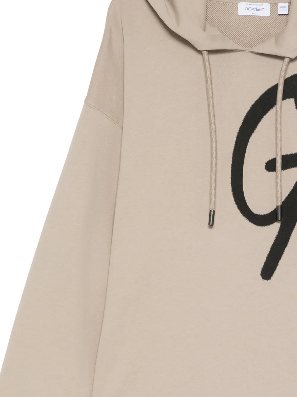 Off-White Hoodie met trekkoord en logo Beige