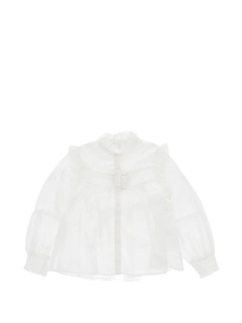 Chloé Kids eyelet-detail ruffled blouse - Weiß