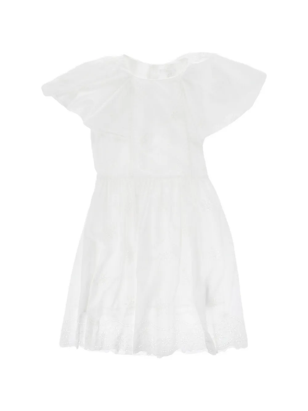 Chloé Kids eyelet-detail flared dress - Weiß
