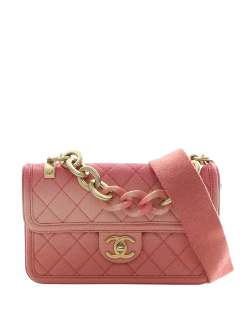 CHANEL Pre-Owned 2018-2019 Small Quilted Caviar Sunset On The Sea Flap satchel - Pink