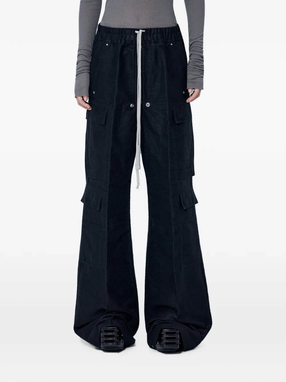 Rick Owens Wide-leg Cargo Pants In 블랙