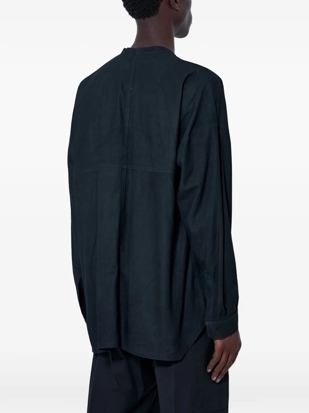 Rick Owens Lido Larry leren overhemd met V-hals Zwart