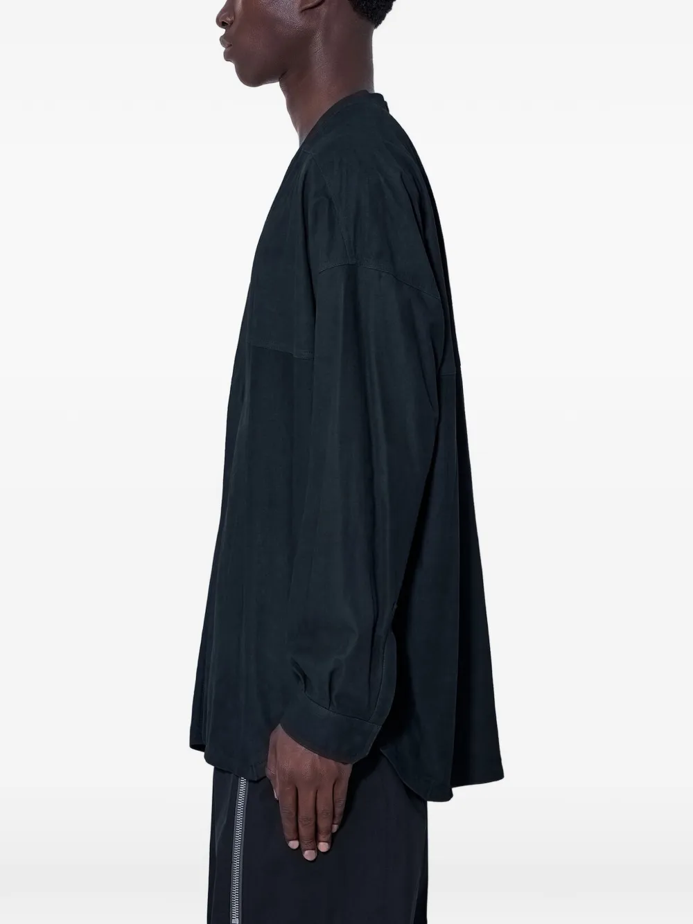 Rick Owens Lido Larry leren overhemd met V-hals Zwart
