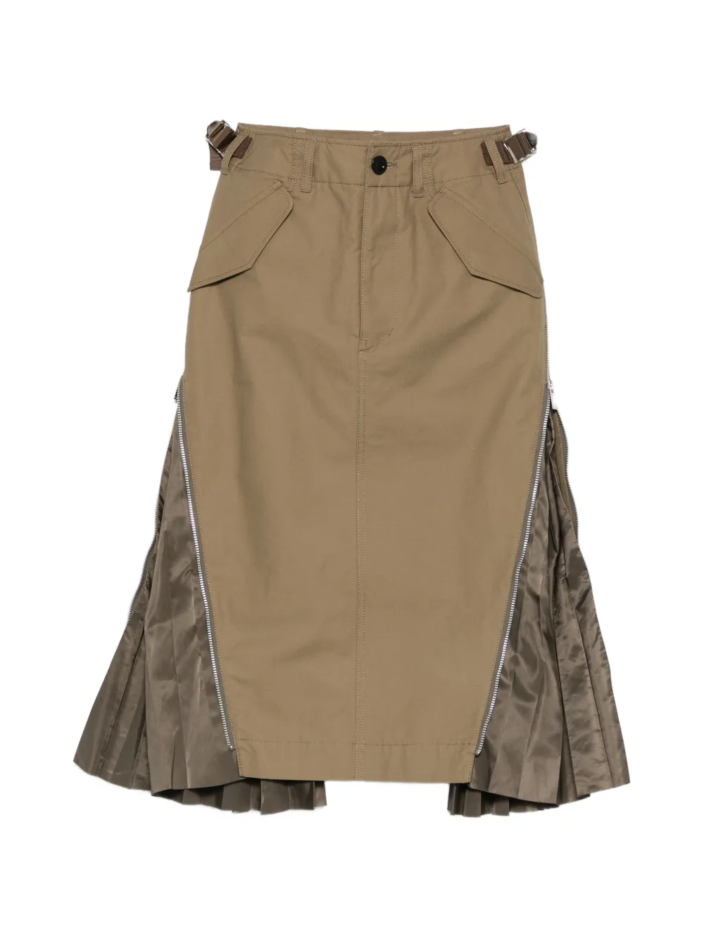 sacai zip-detail midi skirt - Green