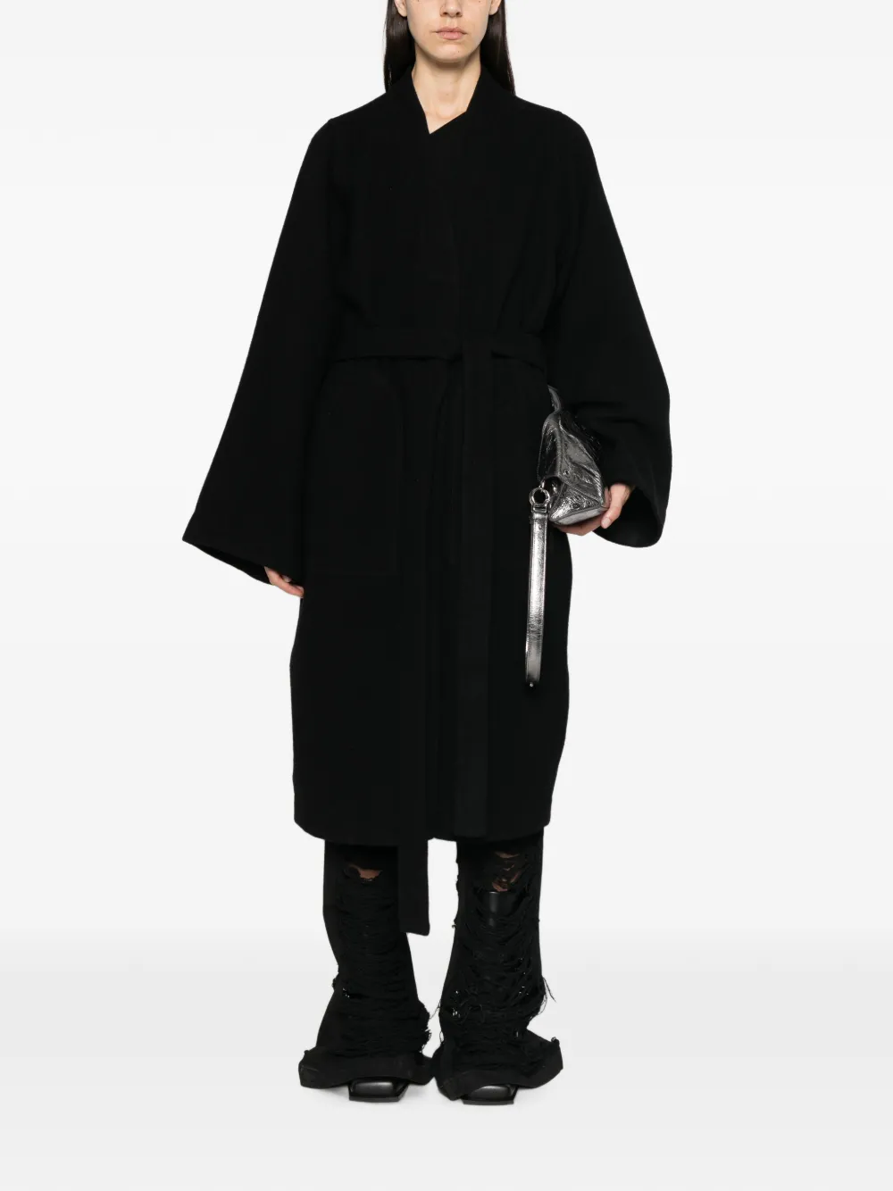 Rick Owens Jas met ceintuur Zwart