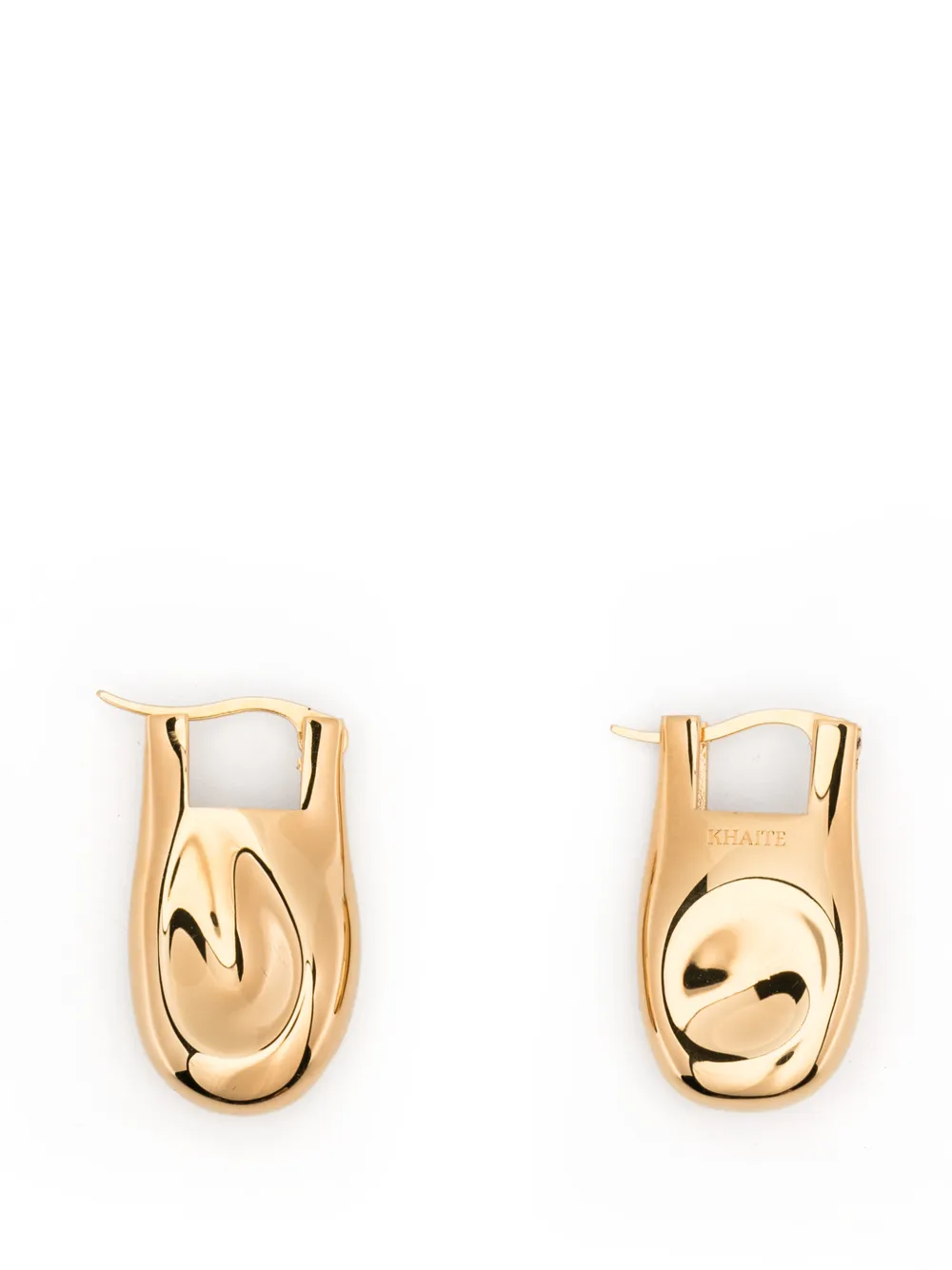 KHAITE engraved-logo earrings - Gold