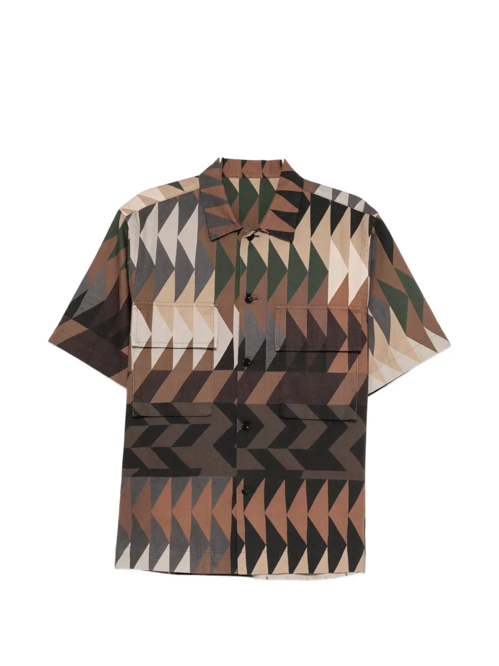 sacai geometric-print short-sleeved shirt - Marrone