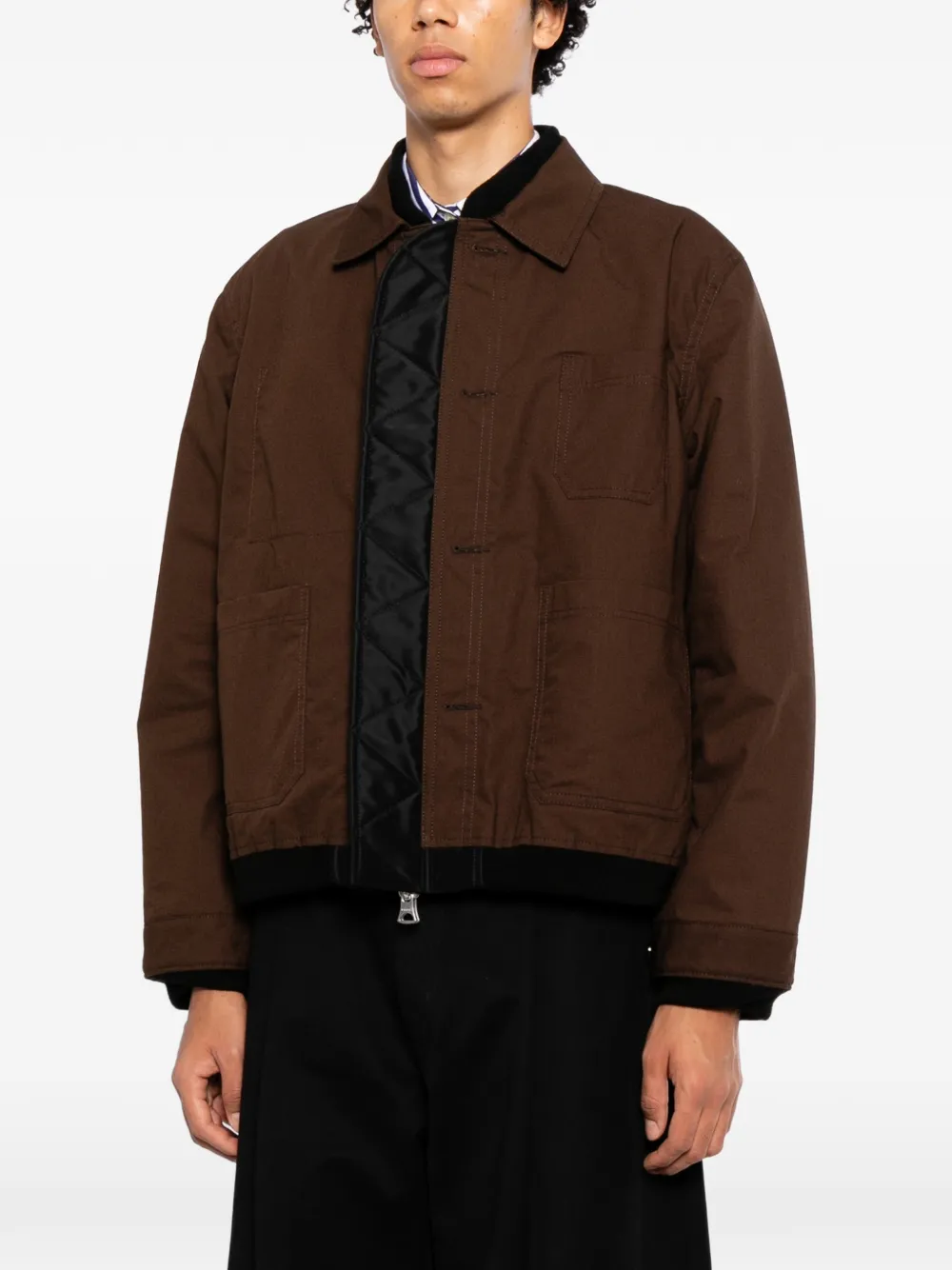 sacai Gelaagd jack met knopen Bruin