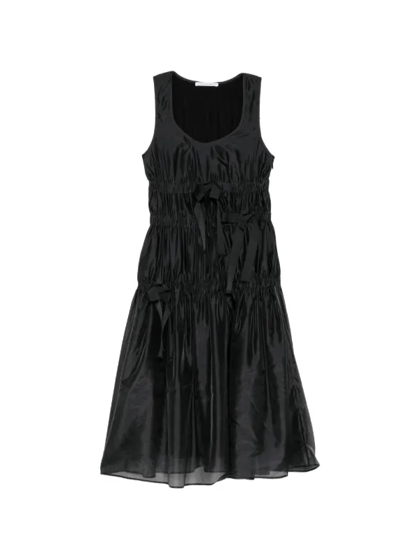 Cecilie Bahnsen Bow-detail Ruched Dress in Black