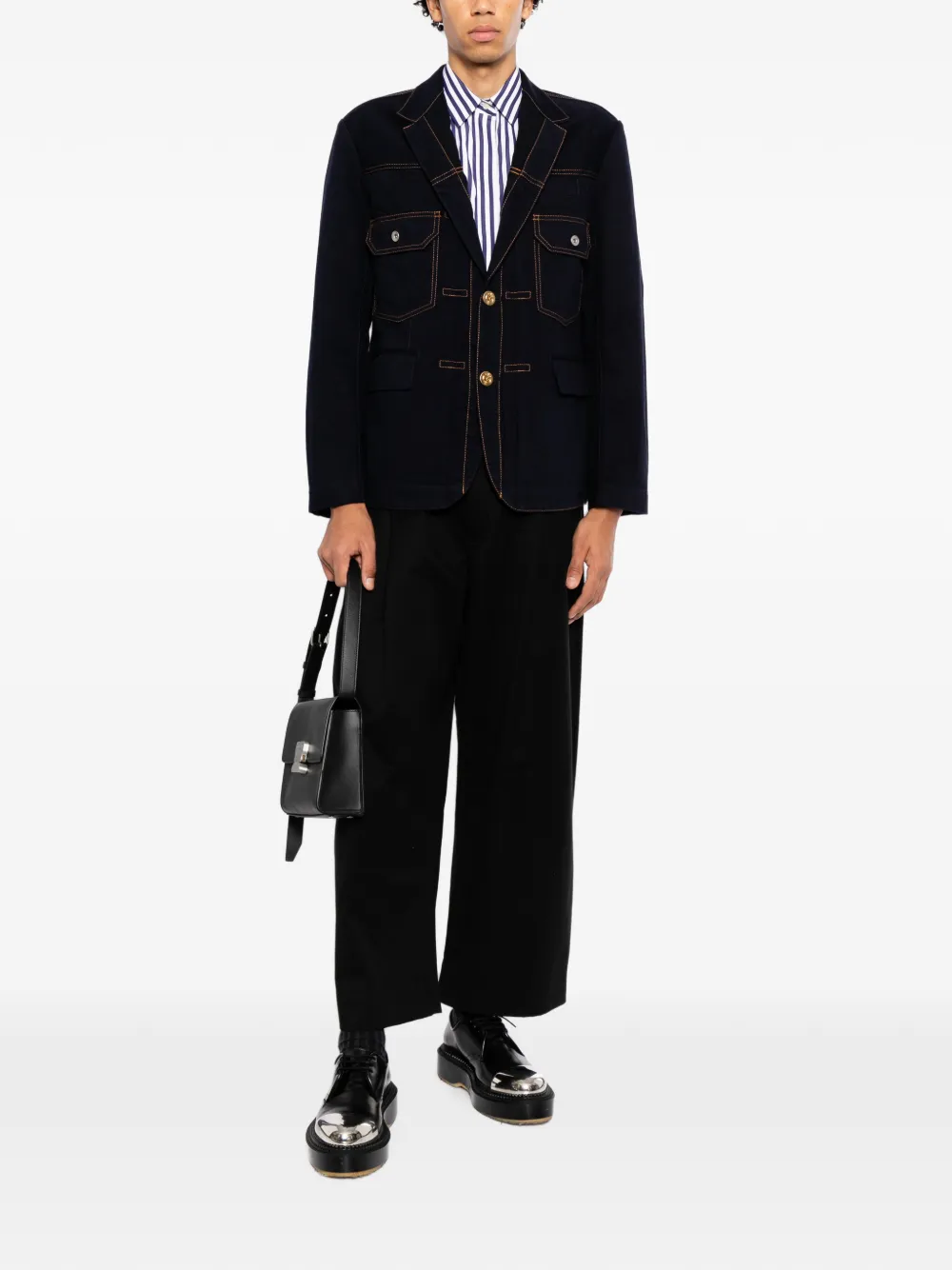 sacai Blazer met enkele rij knopen Blauw