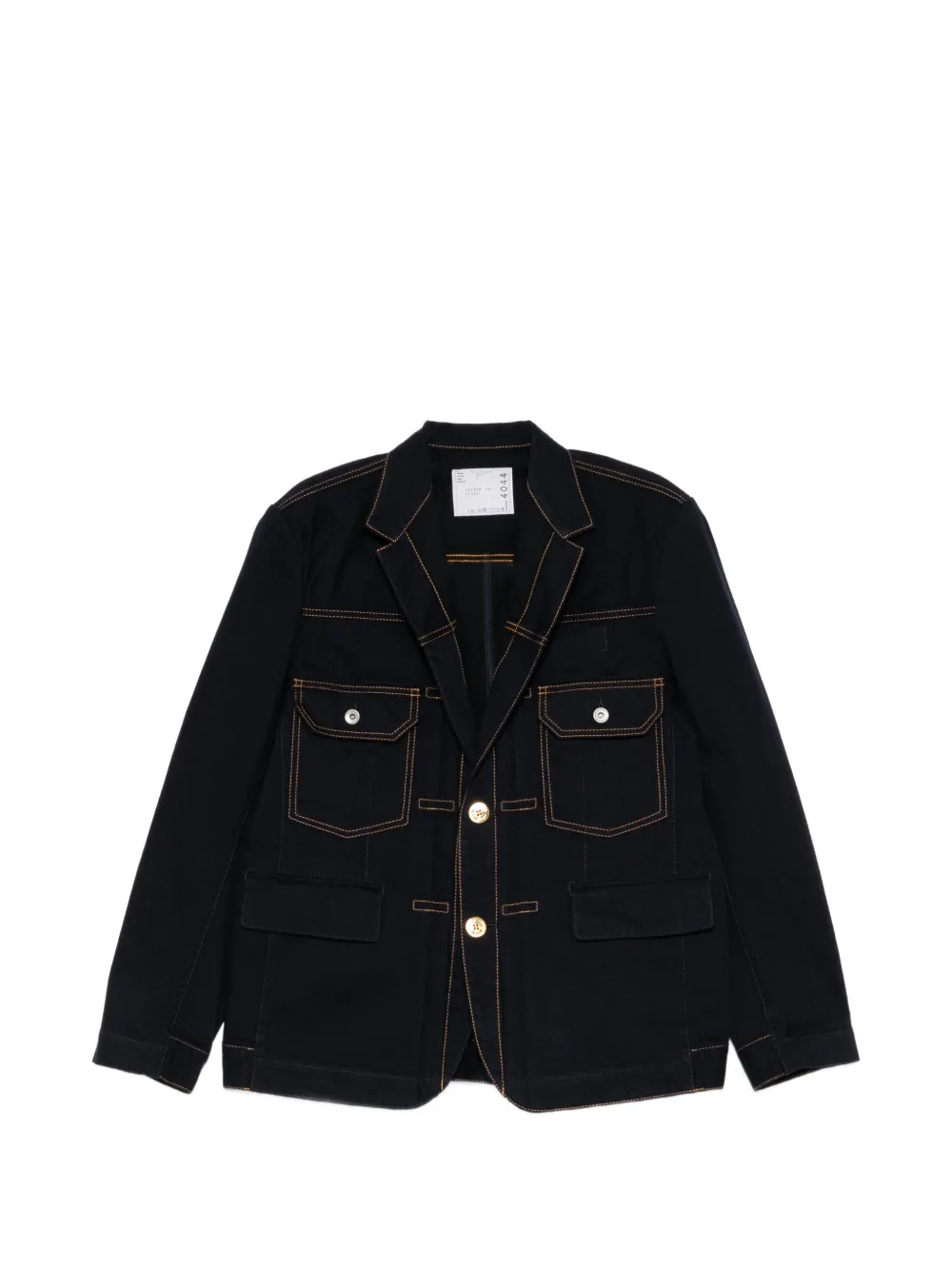 sacai contrast-stitch single-breasted blazer - Blu