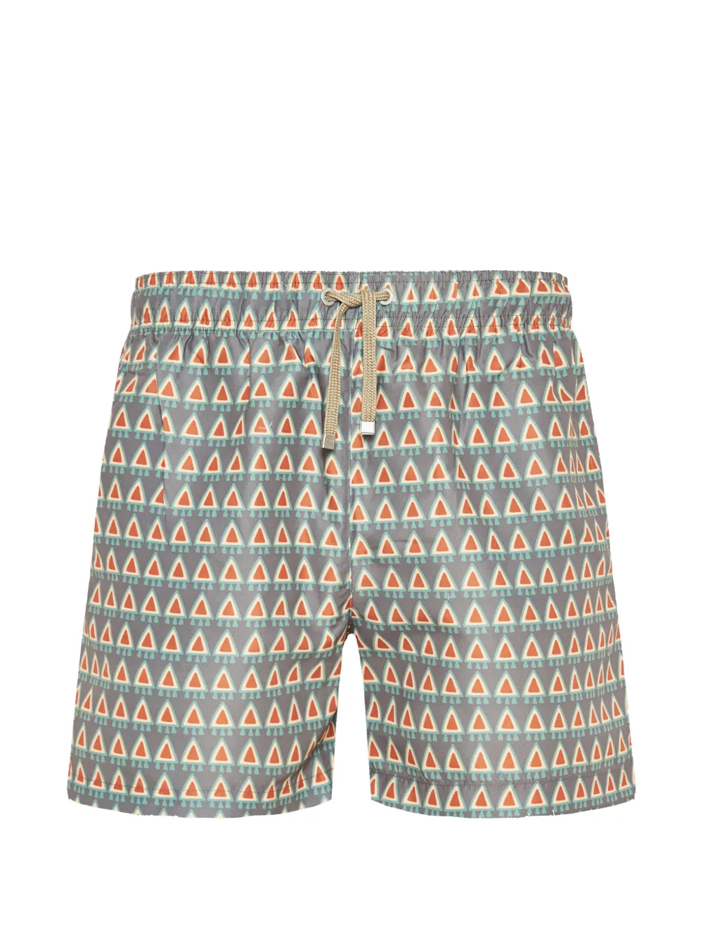 Benibeca Baloch geometric-print drawstring-waist swim shorts - Grigio