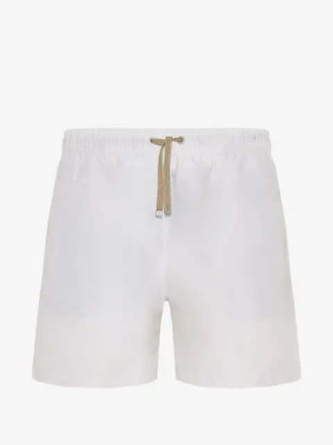 Benibeca Blanc drawstring-waist logo-embroidered swim shorts