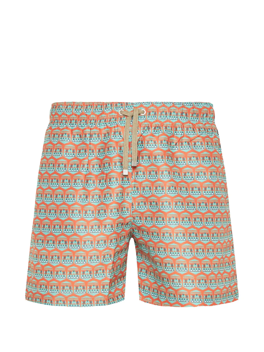 Benibeca Chechens geometric-print drawstring-waist swim shorts - Arancione
