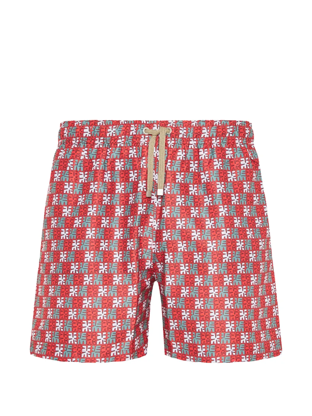 Benibeca geometric-print drawstring swim shorts - Rosso