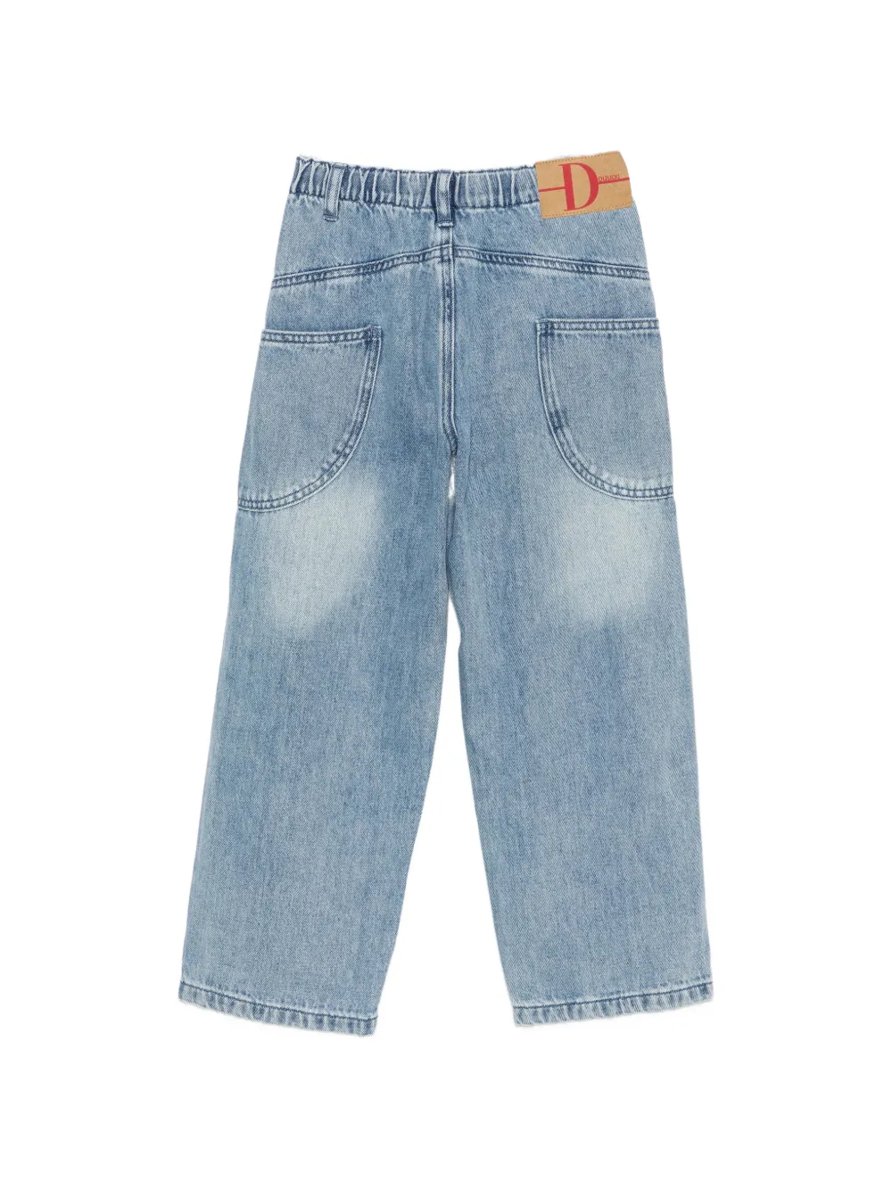 Douuod Kids Jeans met elastische tailleband en logopatch Blauw
