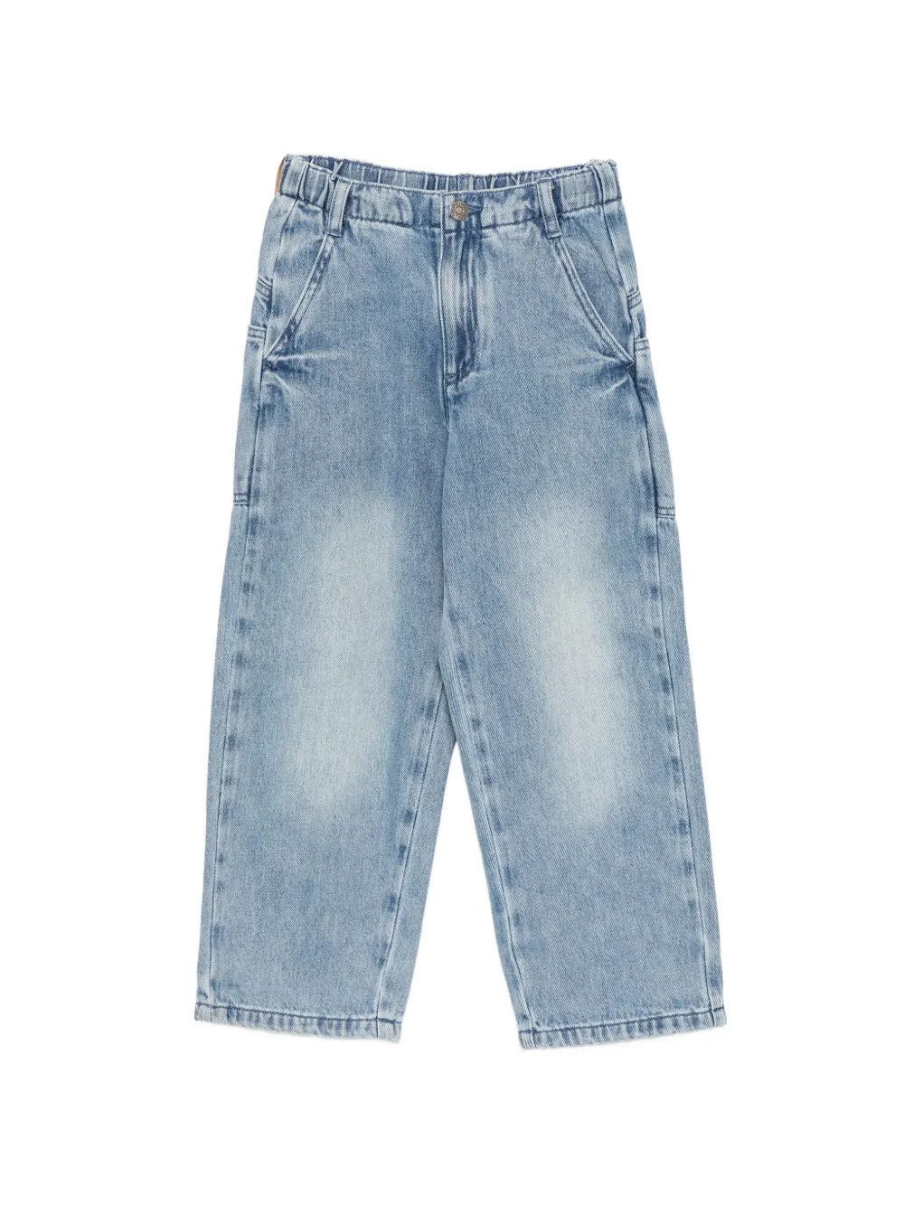 Douuod Kids elasticated-waistband logo-patch jeans - Blu