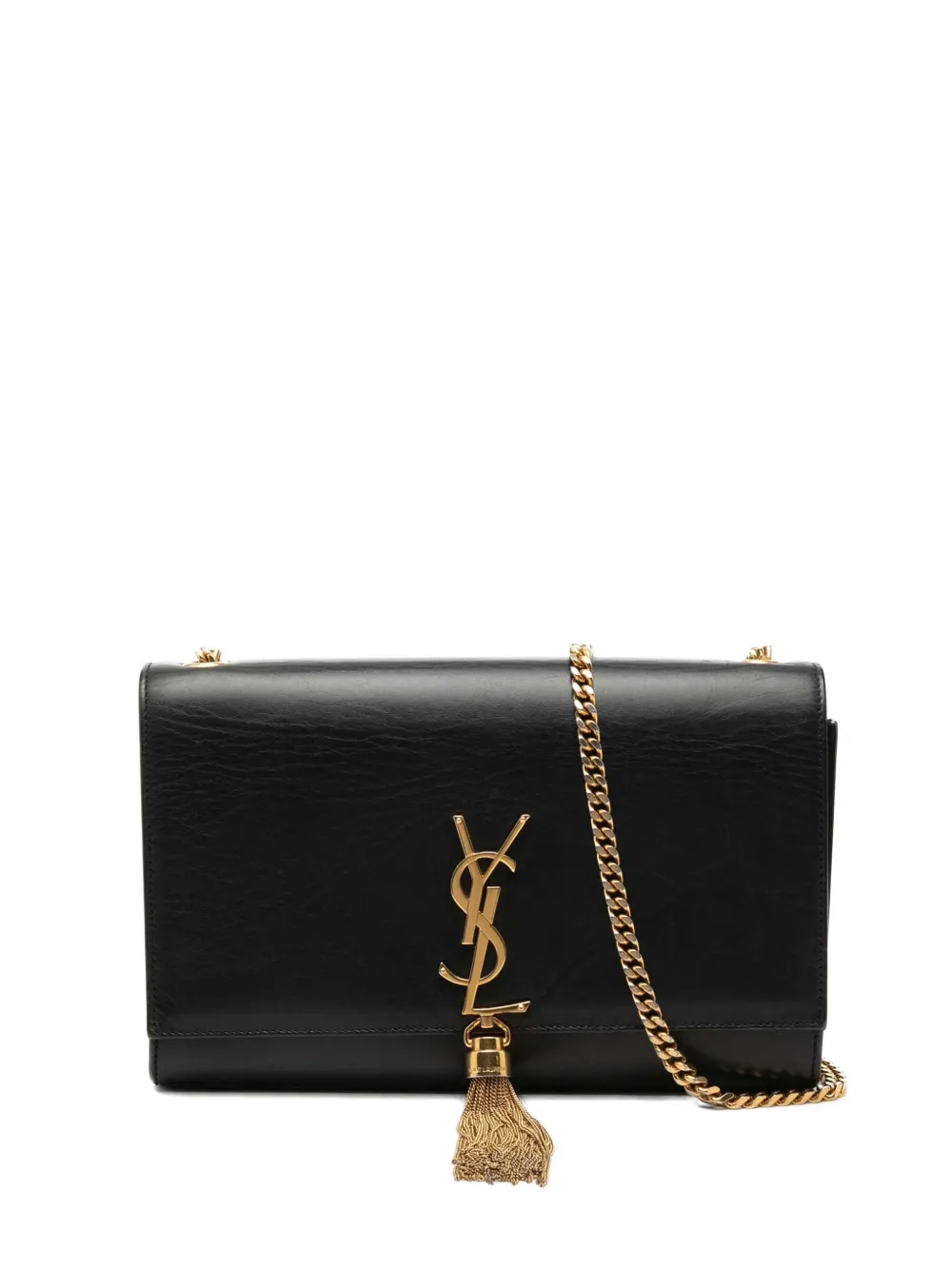 Saint Laurent Pre-Owned Borsa a tracolla Kate media in pelle di vitello liscia con monogramma e nappa 2014 - Nero