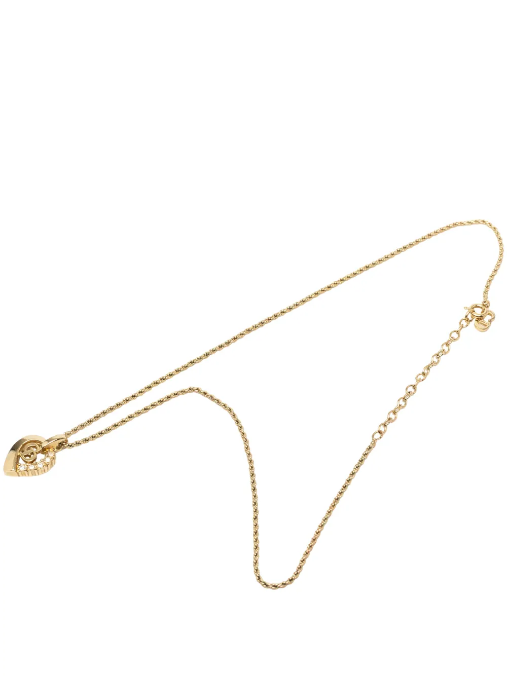 Christian Dior Pre-Owned 20th Century Gold Plated Strass CD Heart Pendant Necklace costume necklace