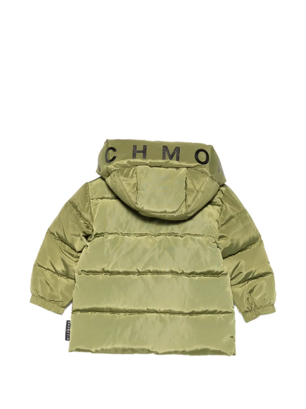 John Richmond Junior logo-print hooded puffer jacket Groen