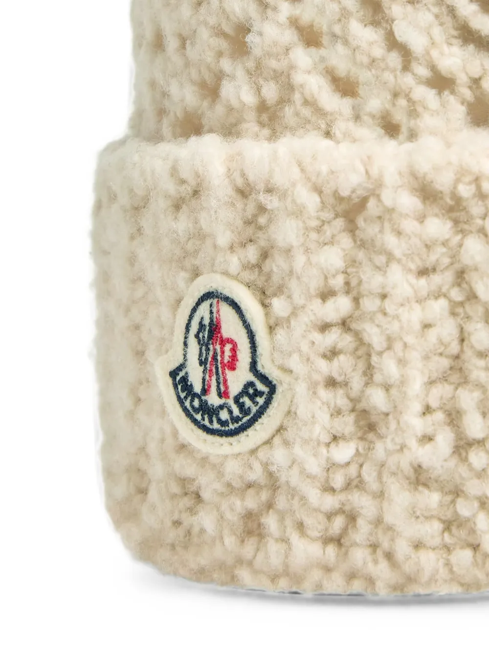 Moncler Enfant Pointelle gebreide muts met pompon Beige