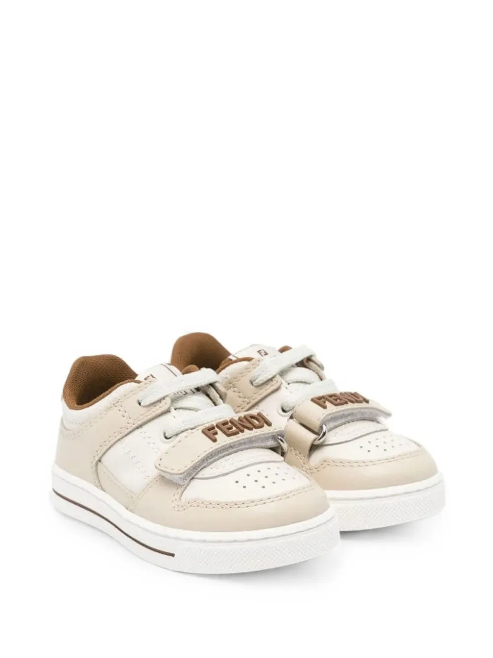 Fendi Kids touch-strap sneakers Beige