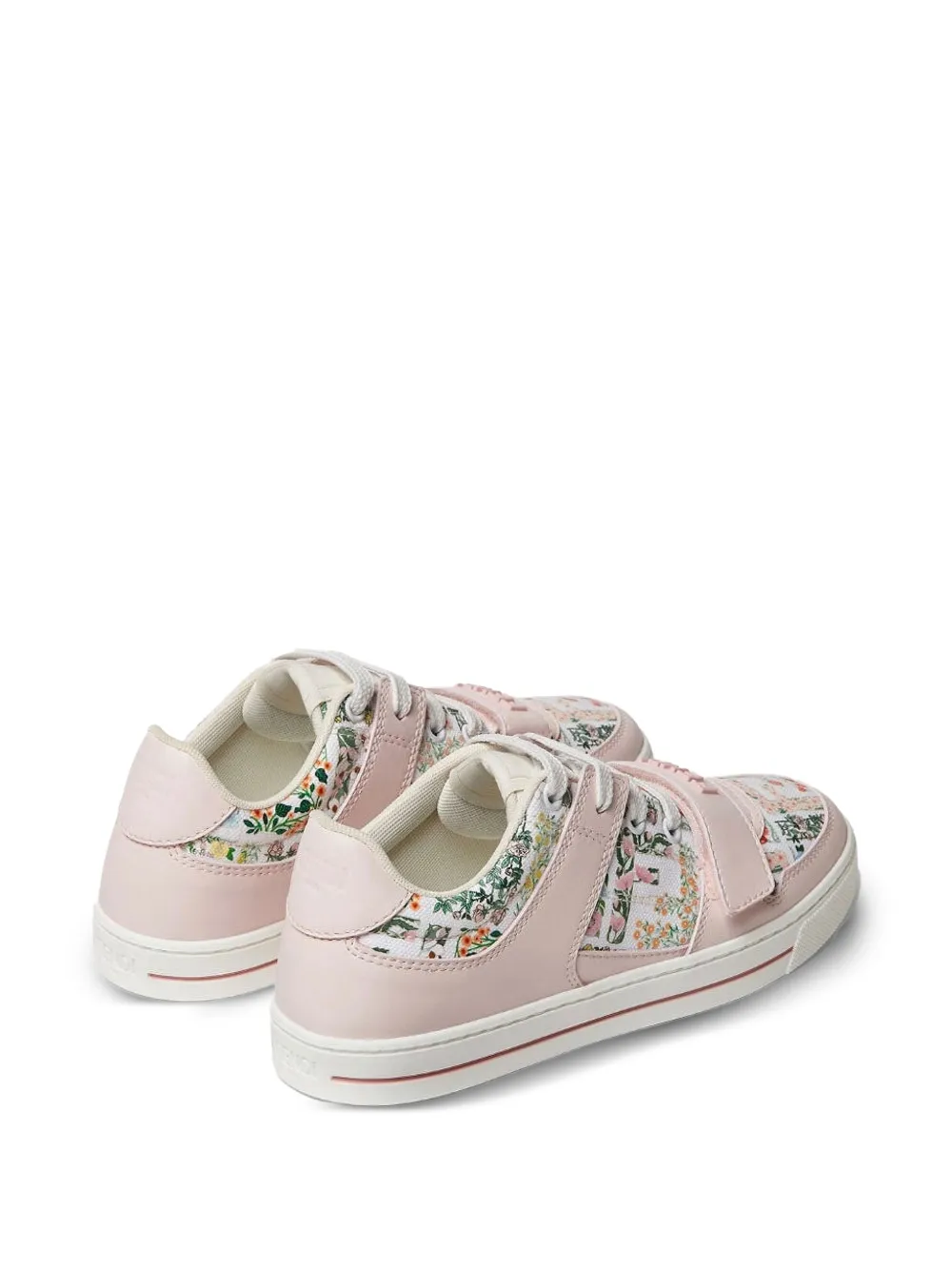 Fendi Kids floral-jacquard touch-strap sneakers Roze