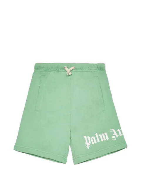 Palm Angels Kids logo-print brushed shorts