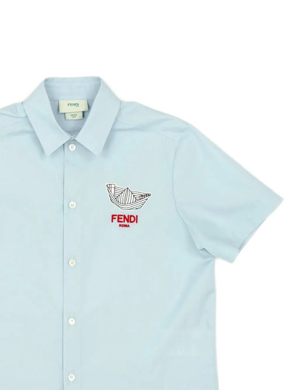 Fendi Kids Shirt met geborduurd logo Blauw