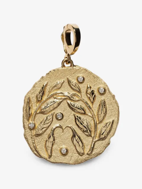 Azlee Olive Branch Large Coin charm necklace